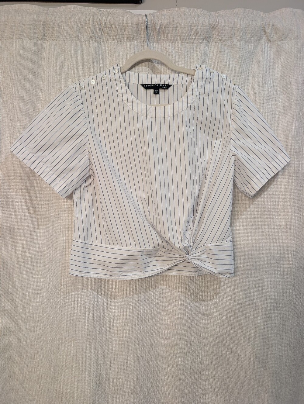 Veronica Beard Mariko Blue & White Striped Knot Top – Women's Size Medium